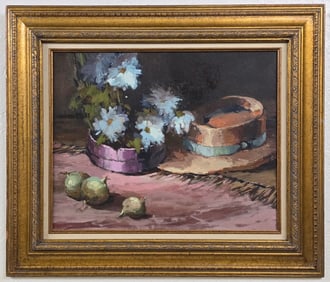 Mimi Litschauer "Garden Hat" Oil Painting On Board