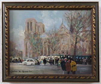 Jules Rene Herve Parisian Cityscape With Notre Dame Oil Painting On Canvas