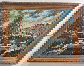 Henri-Jean Guillaume Martin City Harbor Scene Oil Painting On Canvas