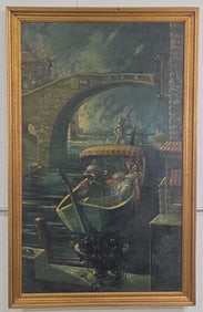 Emil Strauss Man Serenading Woman In Venice Oil Painting On Canvas
