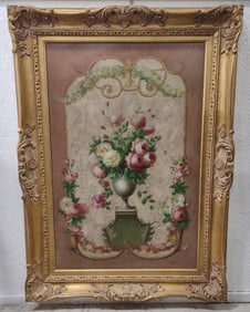 Unsigned French Style Floral Still Life Oil Painting On Canvas