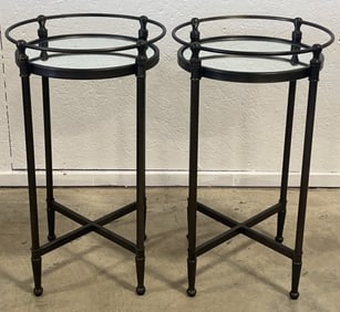Pair Of Lexi Bronze Finish Metal Round Accent Tables
