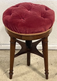 Antique Victorian Mahogany Piano Stool With Adjustable Seat