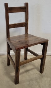 Antique Rustic Side Chair With Top Rail And Single Splat