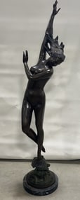 "Crest Of The Wave" 62" Tall Nude Woman Bronze Sculpture