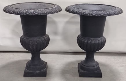 Pair Of Cast Iron Urn Planters