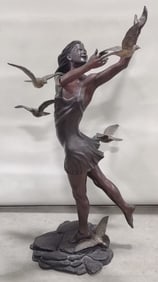 Richard Hallier "Girls With Doves" Bronze Sculpture #11/25