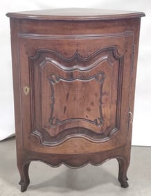 Small Antique French Regency Style Carved Door Corner Cabinet
