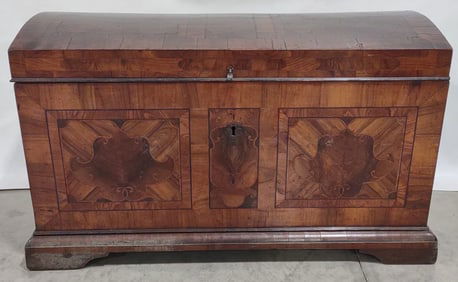 Early Walnut Domed-Top Trunk With Marquetry Inlay