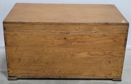 Antique Waxed Pine Trunk With Flat Top