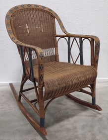 Antique Late Victorian Rattan Rocking Chair