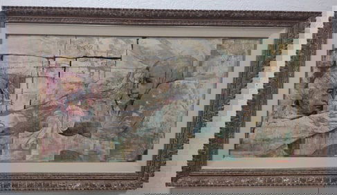 (Manner of) Carolyn Gassan Plochmann Male & Female Casein Painting On Board