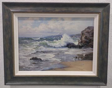Charles Vickery Seagulls & Surf Signed Print On Canvas Artist Proof