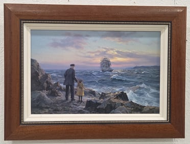 Charles Vickery Sea Captain & Little Girl Signed Print On Canvas #232/950