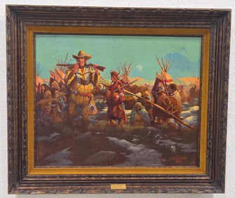 Don Prechtel "Rocky Mountain Fur Company" Oil Painting On Board