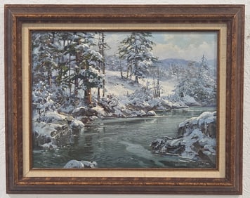 Charles Vickery Stream In Winter Oil Painting On Canvas