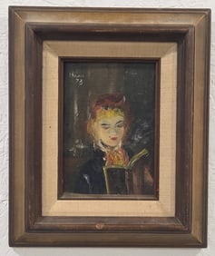 1973 Milan After Renoir "The Reader" Oil On Canvas Board