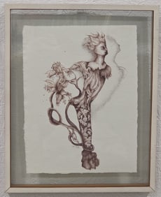 1972 Sally Spector Surrealistic Ink On Paper Drawing