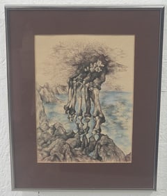 Sally Spector Surrealistic Ink On Paper Drawing
