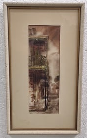 Robert Rucker French Quarter Scene Watercolor Painting On Paper