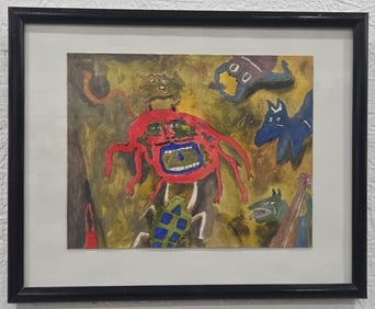 Rene Del Toro Watercolor & Acrylic Collage Painting On Paper