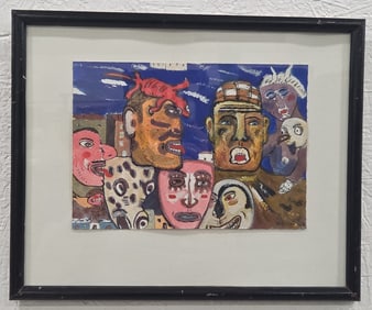 Rene Del Toro Watercolor & Acrylic Collage Painting On Paper