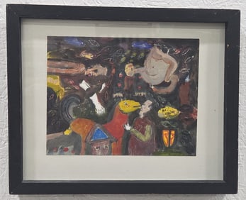 Rene Del Toro Watercolor & Acrylic Collage Painting On Paper