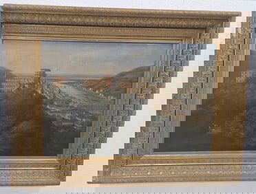 Henry Lewis "West View Of Heidelberg Castle" Oil Painting On Canvas