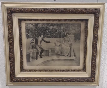 Antique Framed Print "Interposing An Objection" By Emil Black