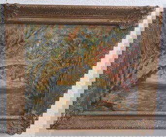 Etelka J. Greenfield "Wissahickon Bridge" Oil Painting On Canvas