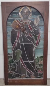 Antique "Saint Peter" Stained Glass Window Panel