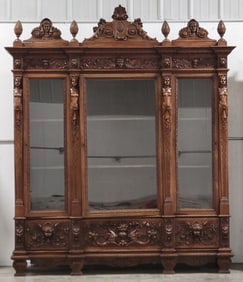 Large Antique Carved Walnut Renaissance Revival Cabinet
