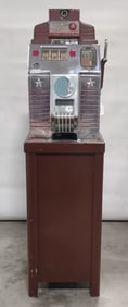 Jennings Silver Moon Chief 5-Cent Slot Machine With Stand