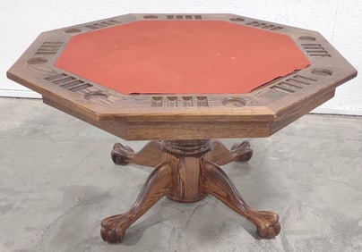 Oak Bumper Pool / Card Pedestal Game Table