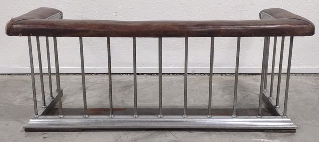 Antique English Club Fender With Leather Seat Rail