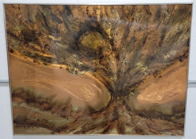 Dale Clark Abstract Swirl Brushed Brass & Copper Relief Wall Art