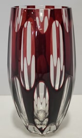 Vintage Ruby Cut To Clear Crystal Vase