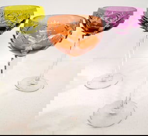 Set Of Three French Cristal Nancy Cut To Clear Crystal Stems