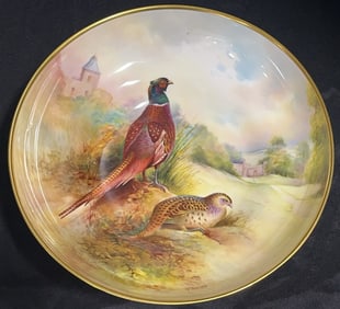 Vintage Ansley "Pheasants" Hand Painted Bone China Bowl