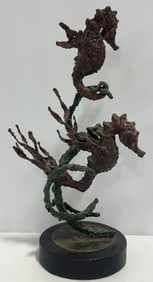 Mike Bucha "Seahorses" Brutalist Bronze Sculpture