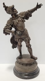 Antique Spanish Soldier Bronze Finish Spelter Statue