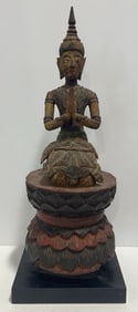 Antique Thailand Carved Wood Buddha Statue