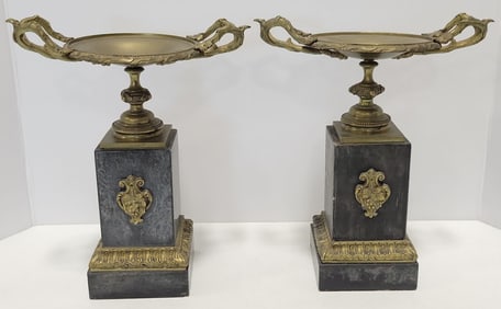 Pair Of Empire Ormolu Mounted Marble Tazza