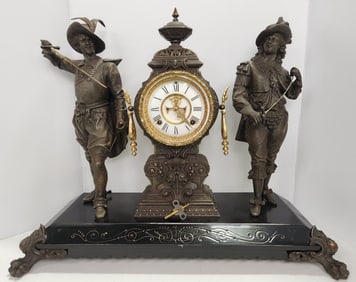 Antique Ansonia Don Caesar & Don Juan Large Mantle Clock