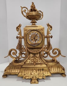 Antique French Gilt Bronze Mantle Clock