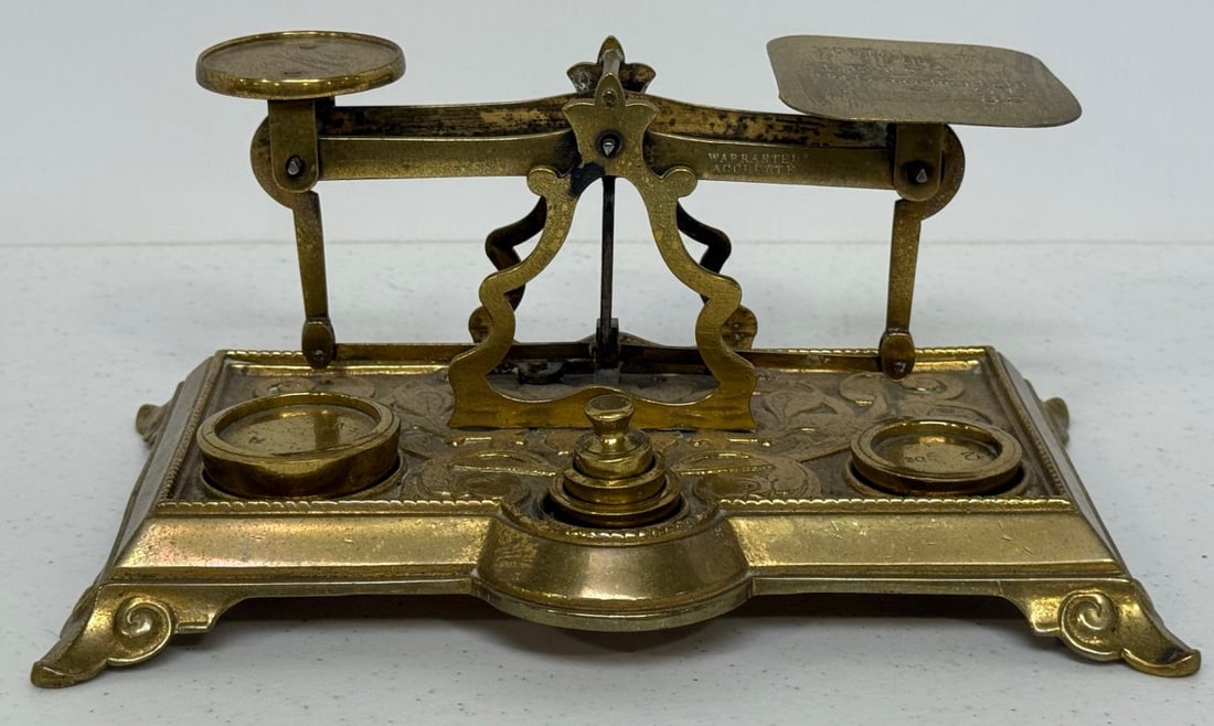 Vintage Brass Postal Scale With Weights (1 of 13)