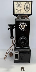 Vintage Gray Telephone Pay Station Company Pay Phone