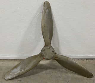 Vintage Three-Blade Wood Aircraft Propeller