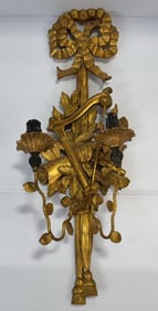 Antique French Style 2-Arm Giltwood Wall Sconce