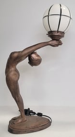 Contemporary Bronze Finish Art Deco Nude Female Lamp